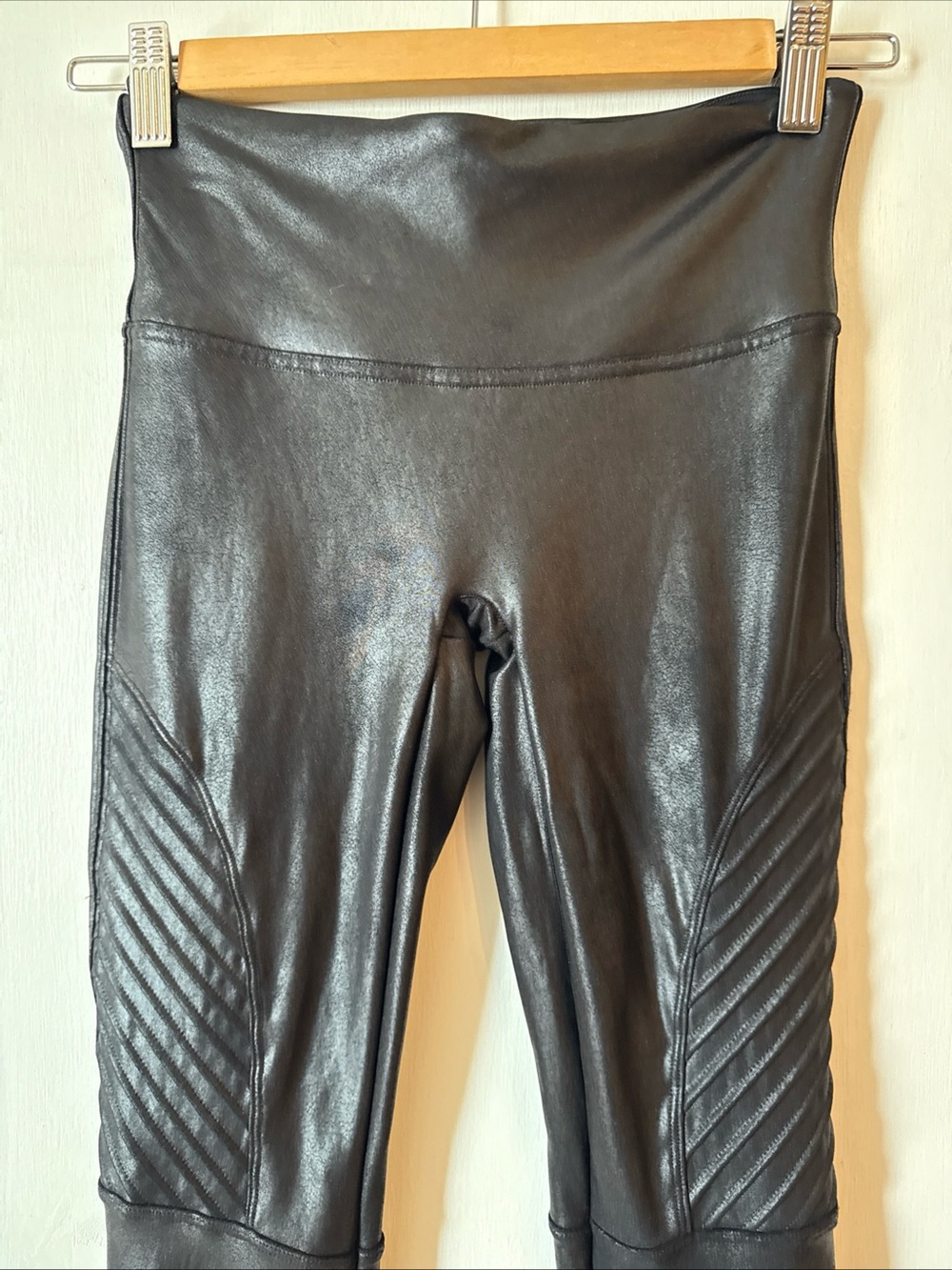 Spanx Women's Faux Leather Moto  Black Leggings | Women's XS